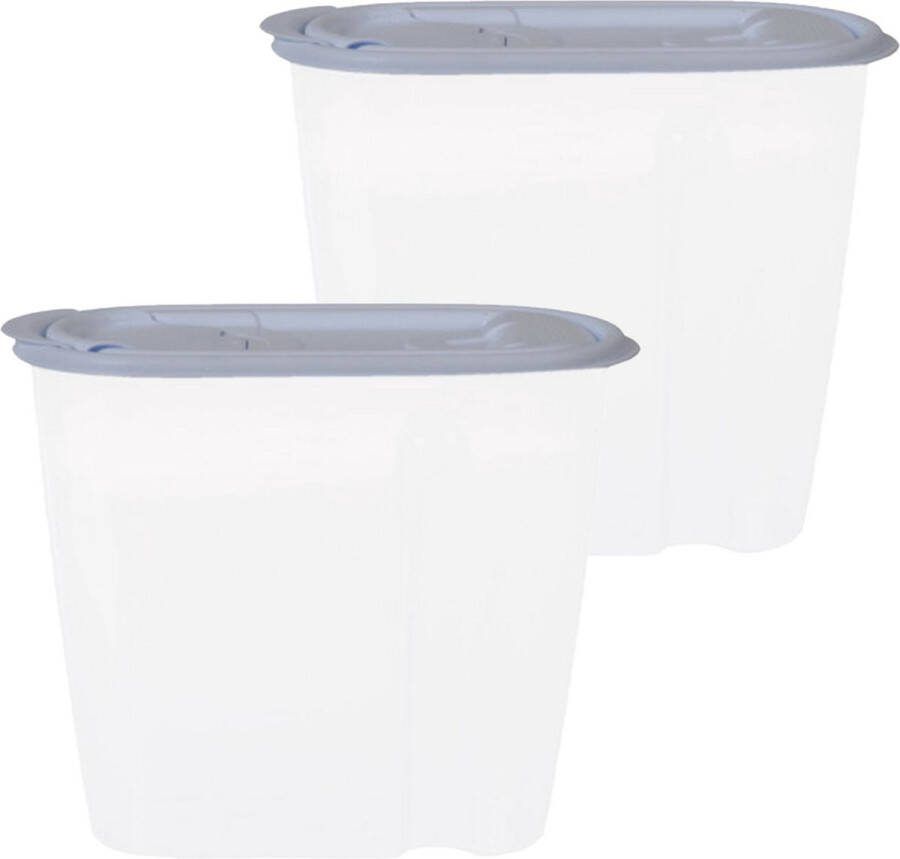 Excellent Houseware Voedselcontainer strooibus 2x wit 1 5 liter kunststof 19 5 x 9 5 x 17 cm Voorraadpot
