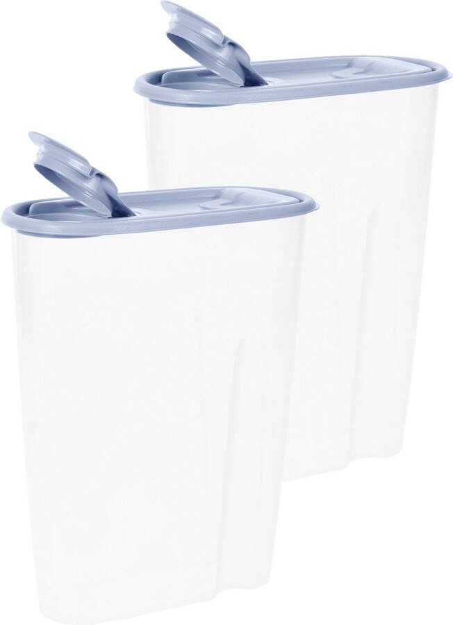 Excellent Houseware Voedselcontainer strooibus 2x wit 2 liter kunststof 20 x 9 5 x 23 5 cm Voorraadpot
