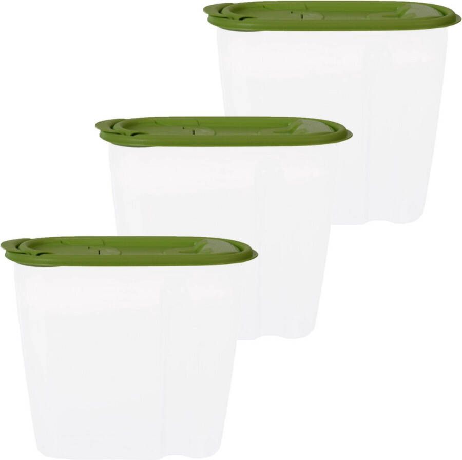 Excellent Houseware Voedselcontainer strooibus 3x groen 1 5 liter kunststof 19 5 x 9 5 x 17 cm