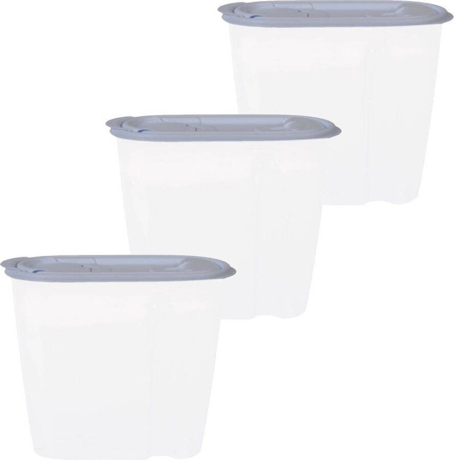 Excellent Houseware Voedselcontainer strooibus 3x wit 1 5 liter kunststof 19 5 x 9 5 x 17 cm