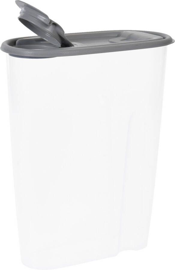 Excellent Houseware Voedselcontainer strooibus grijs 2 liter kunststof 20 x 9 5 x 23 5 cm Voorraadpot