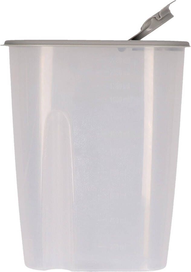 Excellent Houseware Voedselcontainer strooibus grijs 2 liter kunststof 20 x 9 5 x 23 5 cm Voorraadpot