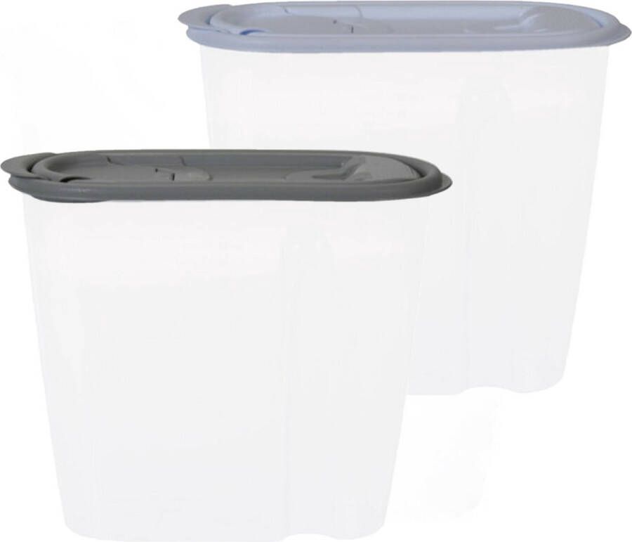 Excellent Houseware Voedselcontainer strooibus grijs en wit 1 5 liter kunststof 19 x 9 5 x 17 cm Voorraadpot