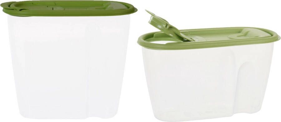 Excellent Houseware Voedselcontainer strooibus groen 1 5 en 1 liter kunststof Voorraadpot
