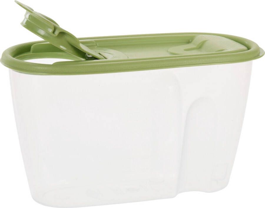 Excellent Houseware Voedselcontainer strooibus groen 1 liter kunststof 20 x 9 5 x 11 cm Voorraadpot
