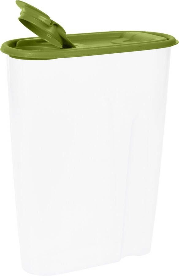 Excellent Houseware Voedselcontainer strooibus groen 2 liter kunststof 20 x 9 5 x 23 5 cm Voorraadpot