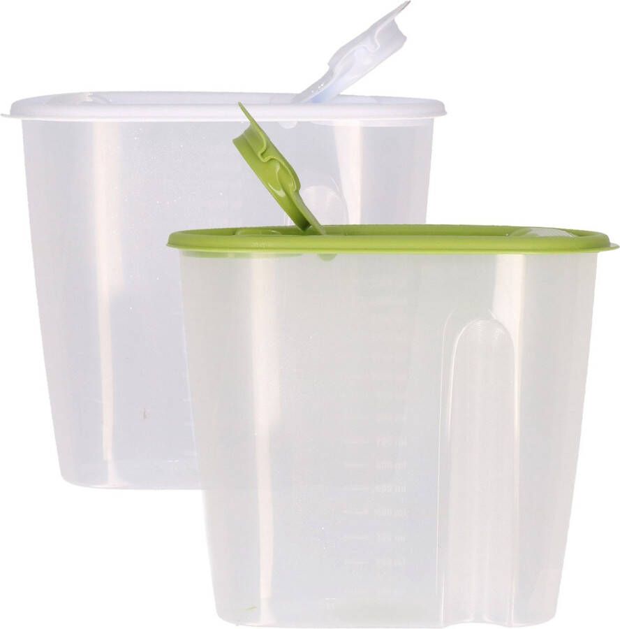 Excellent Houseware Voedselcontainer strooibus groen en wit 1 5 liter kunststof 19 x 9 5 x 17 cm Voorraadpot