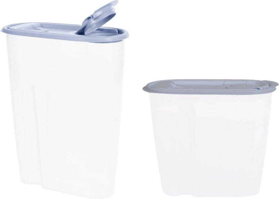 Excellent Houseware Voedselcontainer strooibus wit 1 5 en 2 liter kunststof Voorraadpot