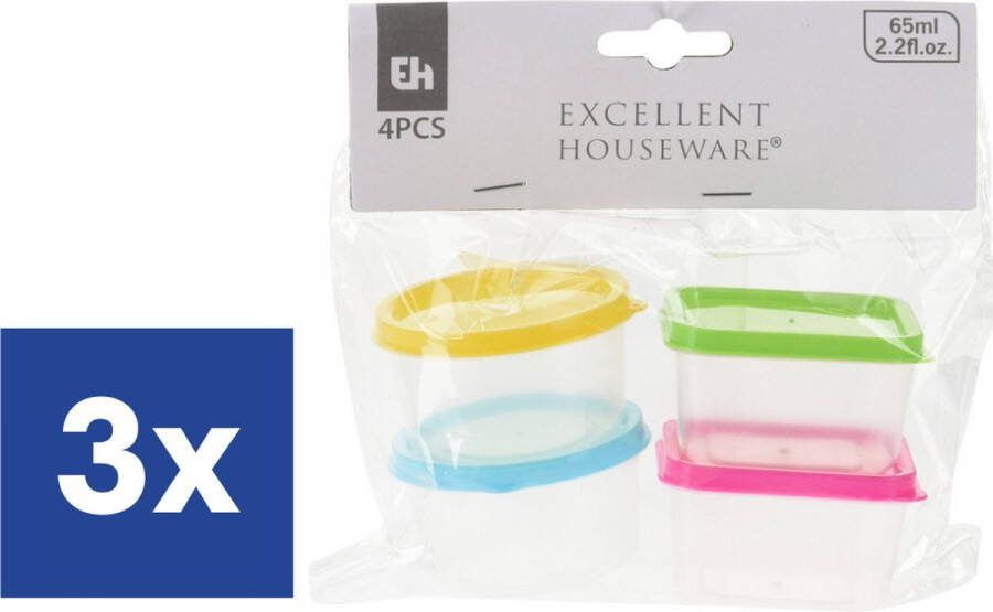 Excellent Houseware Voorraaddoos 65 ml 3 x 4 stuks