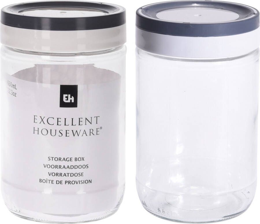 Excellent Houseware Voorraadpot glas 660ml (1 stuk) assorti