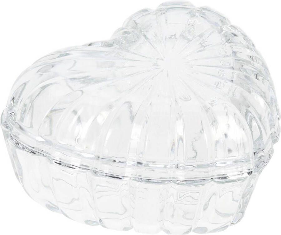 Excellent Houseware Voorraadpot glas hartvorm 10 3x9 3cm