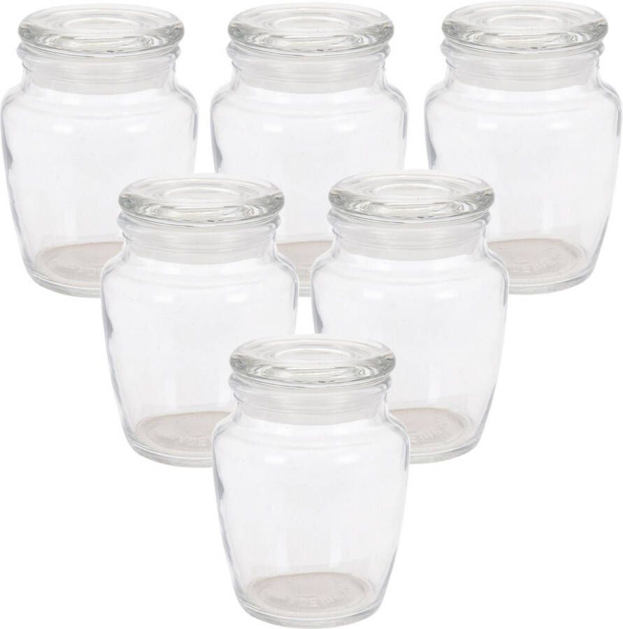 Excellent Houseware Kruidenpotjes voorraadpotjes 18x stuks glas transparant 150 ml Voorraadpot