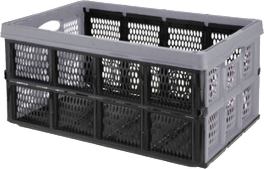 Excellent Houseware Vouwkrat boodschappenkrat 32 liter zwart grijs kunststof 48 x 35 x 24 cm Boodschappenkratten
