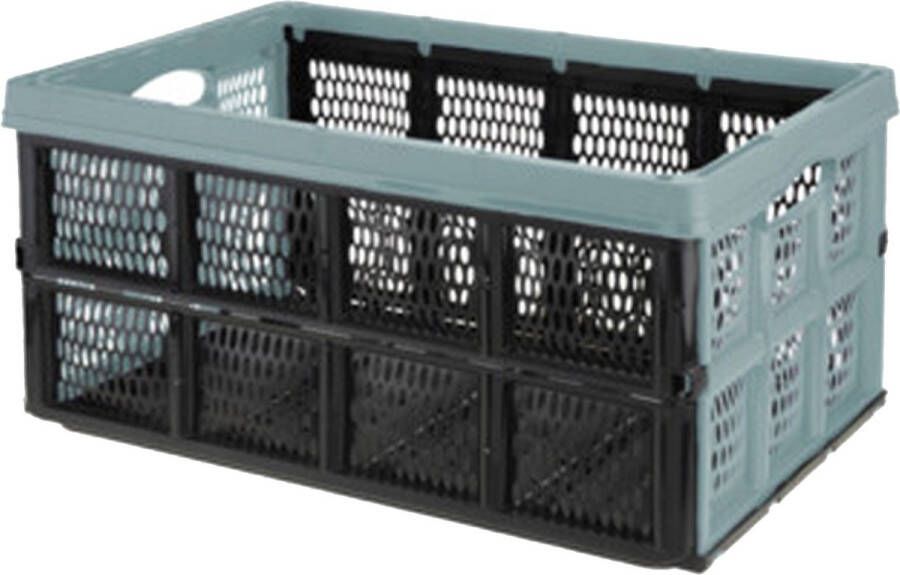 Excellent Houseware Vouwkrat boodschappenkrat 32 liter zwart groen kunststof 48 x 35 x 24 cm Boodschappenkratten