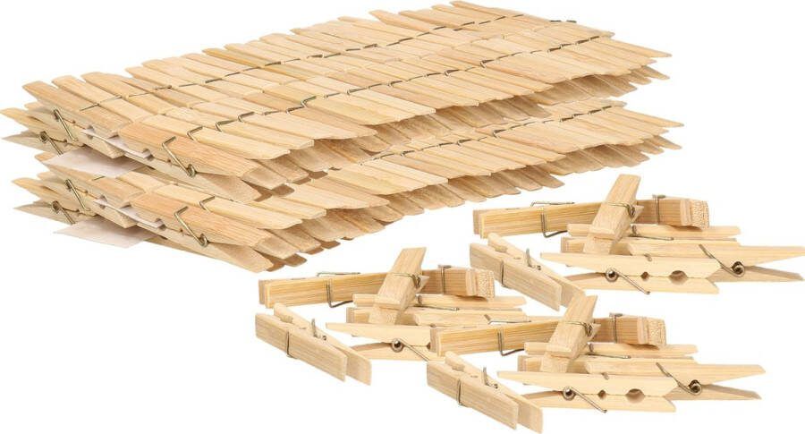 Excellent Houseware Wasknijpers 200x bamboe hout 7 cm