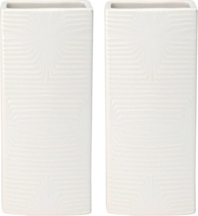 Excellent Houseware Waterverdamper radiator 2x ivoor wit met relief kunststeen 18 cm luchtbevochtiger