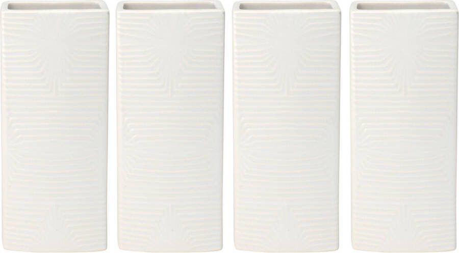 Excellent Houseware Waterverdamper radiator 4x ivoor wit met relief kunststeen 18 cm luchtbevochtiger