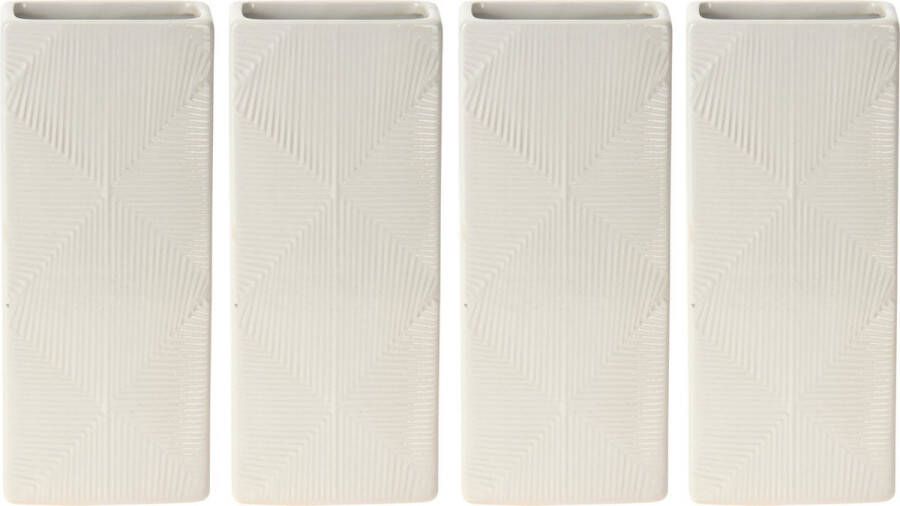 Excellent Houseware Waterverdamper radiator 4x wit met relief kunststeen 18 cm luchtbevochtiger