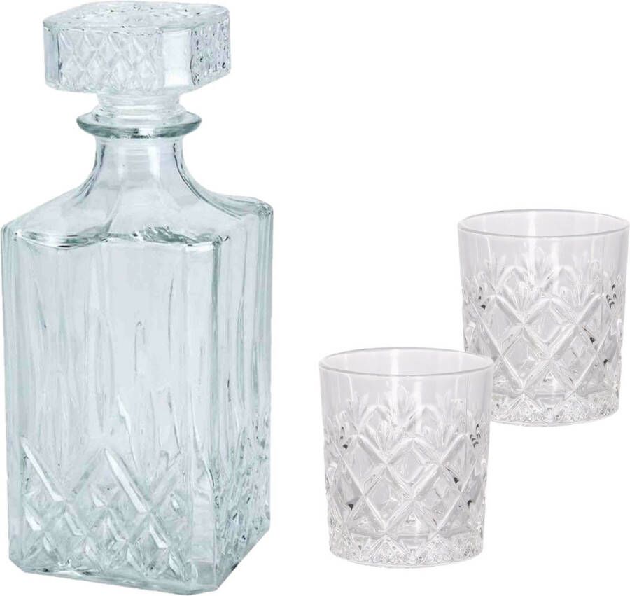 Excellent Houseware Set van 6x luxe drinkglazen whiskyglazen 200 ml met karaf Jackson 900 ml Drinkglazen