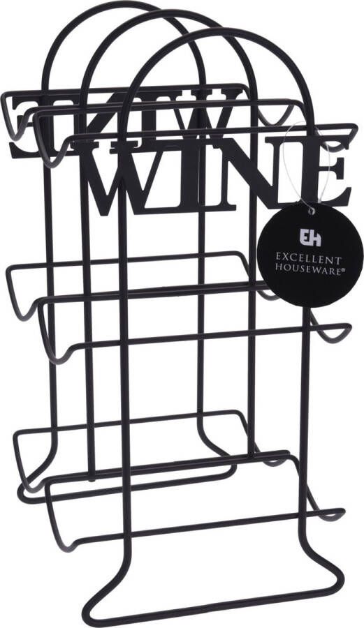 Excellent Houseware Metalen wijnflessen rek wijnrek wine voor 6 flessen 21 x 17 x 34 cm Wijnrekken