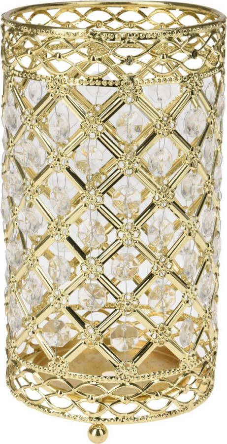 Excellent Houseware Windlicht kaarsenhouder goud metaal 11 x 20 cm
