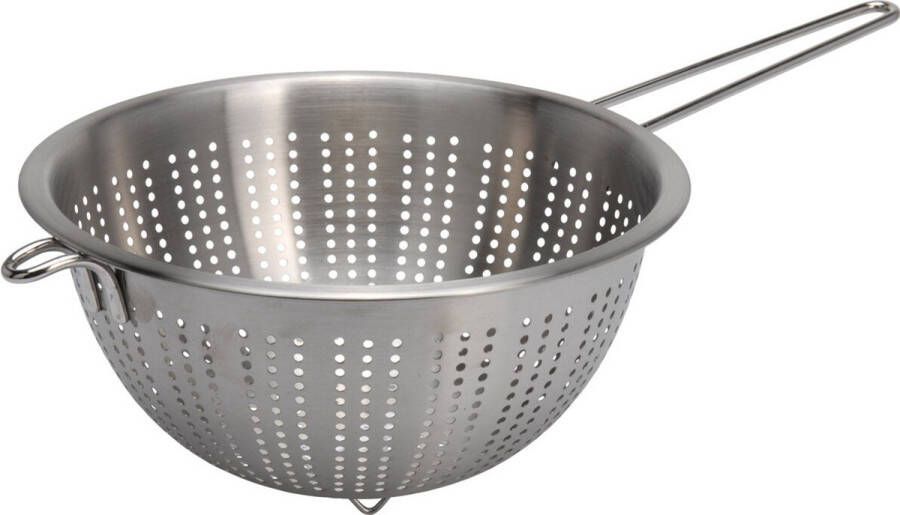 Excellent Houseware Zilver RVS vergiet zeef met handvat steel 24 x 13 cm keukenzeef keukenvergiet
