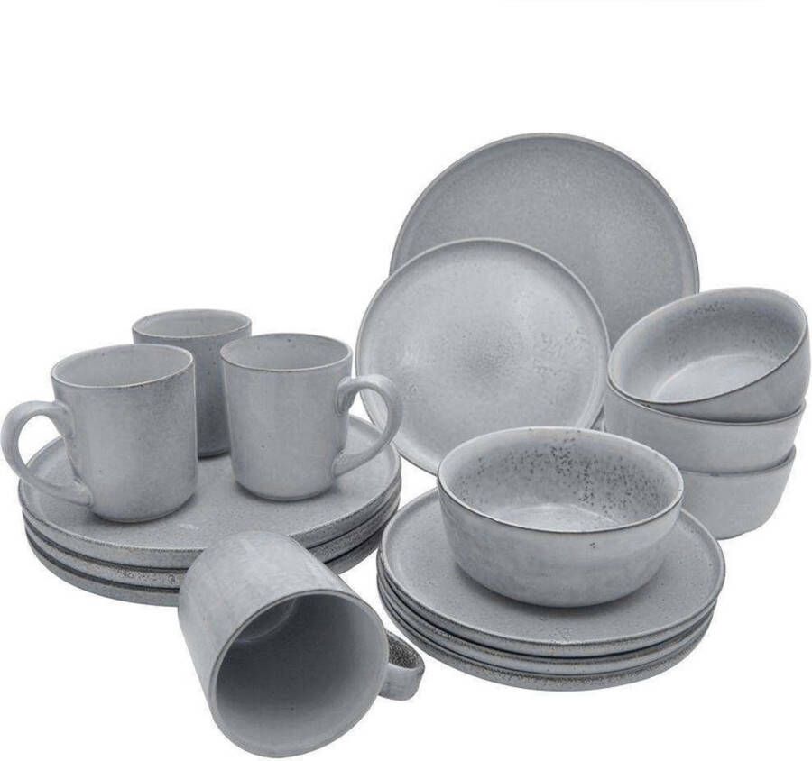 Excellent Serviesset Servies 16 stuks Aardewerk Grijs