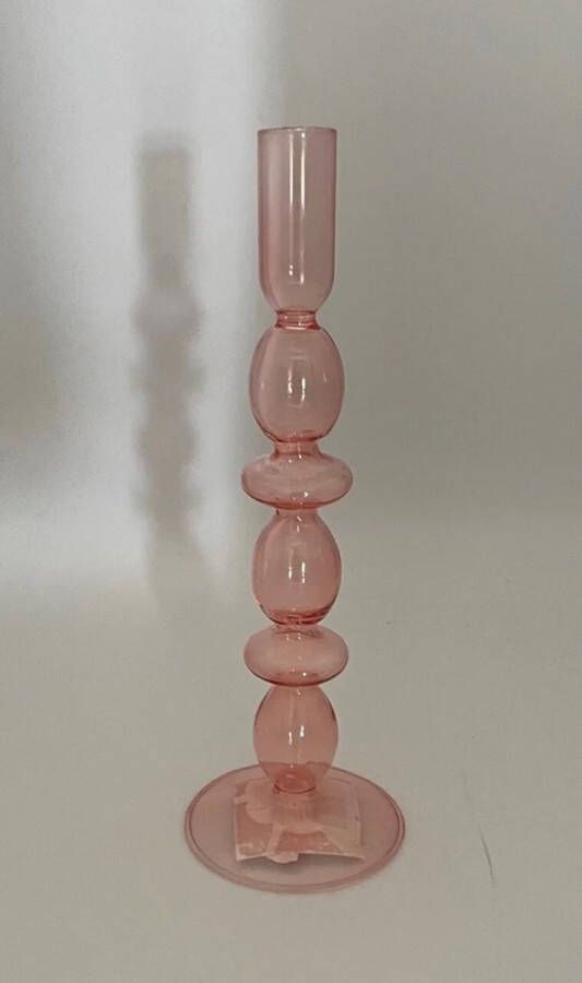 ExcluJess Kandelaar Art Bubbles Roze Glas ø8 8x26 5cm