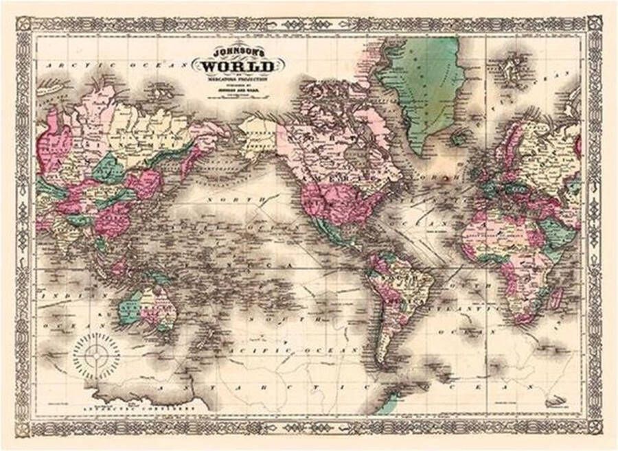 Exclusive Edition Tapijt Johnson's World Mercator Projectie Klassiek Wereldkaart Tapijt