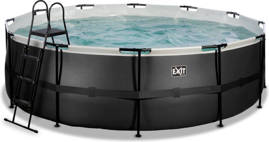 EXIT Black Leather zwembad ø450x122cm met filterpomp zwart