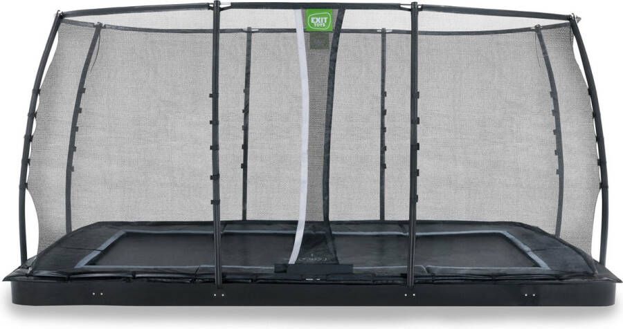 EXIT Dynamic groundlevel trampoline 244x427cm met veiligheidsnet zwart
