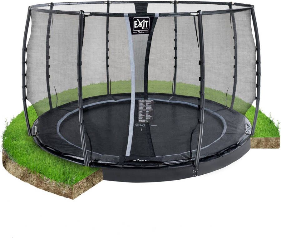 EXIT Toys EXIT Dynamic groundlevel trampoline ø305cm met veiligheidsnet zwart