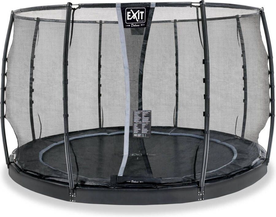 EXIT Dynamic groundlevel trampoline ø305cm met veiligheidsnet zwart