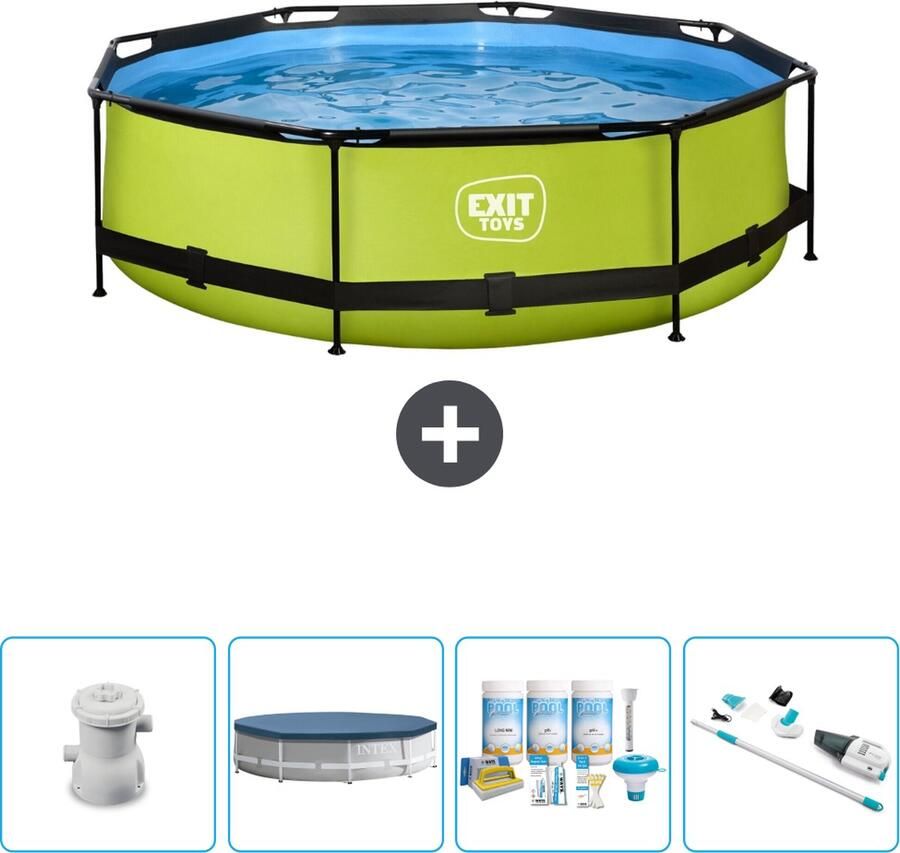 EXIT Rond Lime Frame Zwembad 300 x 76 cm Inclusief Pomp Afdekzeil Onderhoudspakket Stofzuiger Nu extra voordelig