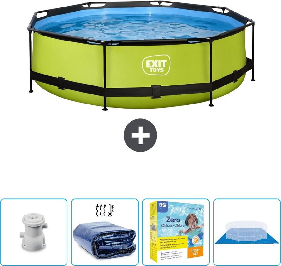 EXIT Rond Lime Frame Zwembad 300 x 76 cm Inclusief Pomp Solarzeil Onderhoudspakket Grondzeil Nu extra voordelig