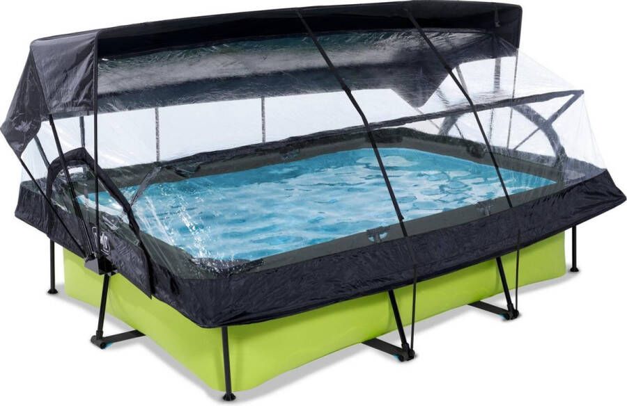 EXIT Toys EXIT Lime zwembad 220x150x65cm met filterpomp en overkapping en schaduwdoek groen