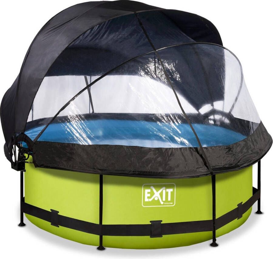 EXIT Toys EXIT Lime zwembad ø244x76cm met filterpomp en overkapping en schaduwdoek groen