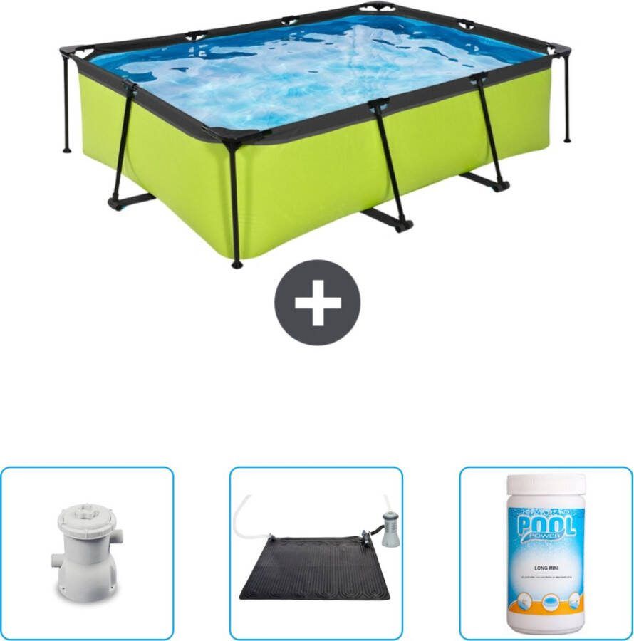 EXIT Rechthoekig Lime Frame Zwembad 220 x 150 x 65 cm Inclusief Pomp Solar Mat Chloor Nu extra voordelig