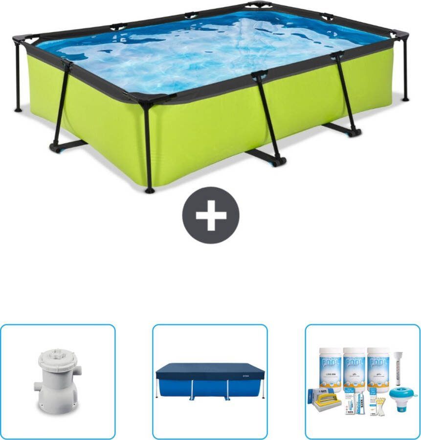 EXIT Rechthoekig Lime Frame Zwembad 300 x 200 x 65 cm Inclusief Pomp Afdekzeil Onderhoudspakket Nu extra voordelig