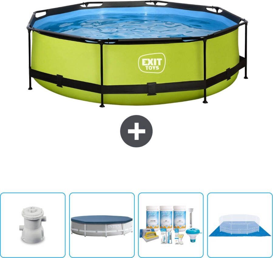 EXIT Rond Lime Frame Zwembad 300 x 76 cm Inclusief Pomp Afdekzeil Onderhoudspakket Grondzeil Nu extra voordelig