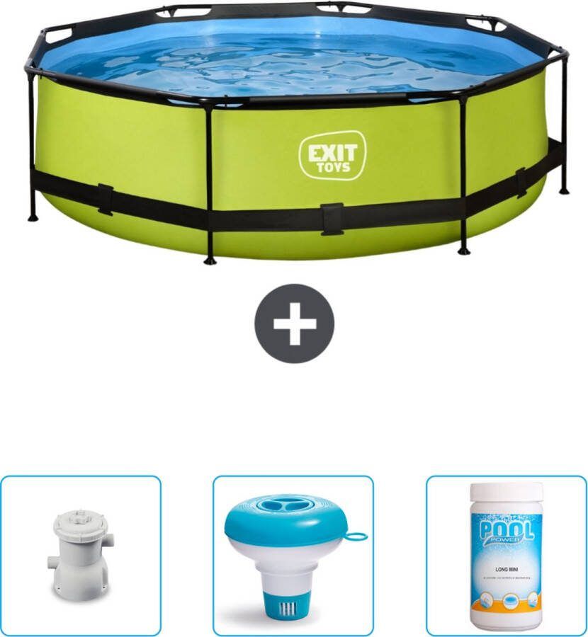 EXIT Rond Lime Frame Zwembad 300 x 76 cm Inclusief Pomp Chloordrijver Chloor Nu extra voordelig
