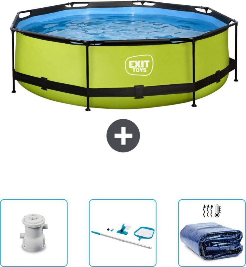 EXIT Rond Lime Frame Zwembad 300 x 76 cm Inclusief Pomp Schoonmaakset Solarzeil Nu extra voordelig