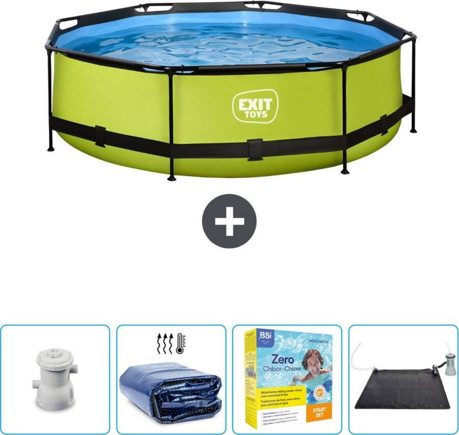 EXIT Rond Lime Frame Zwembad 300 x 76 cm Inclusief Pomp Solarzeil Onderhoudspakket Solar Mat Nu extra voordelig
