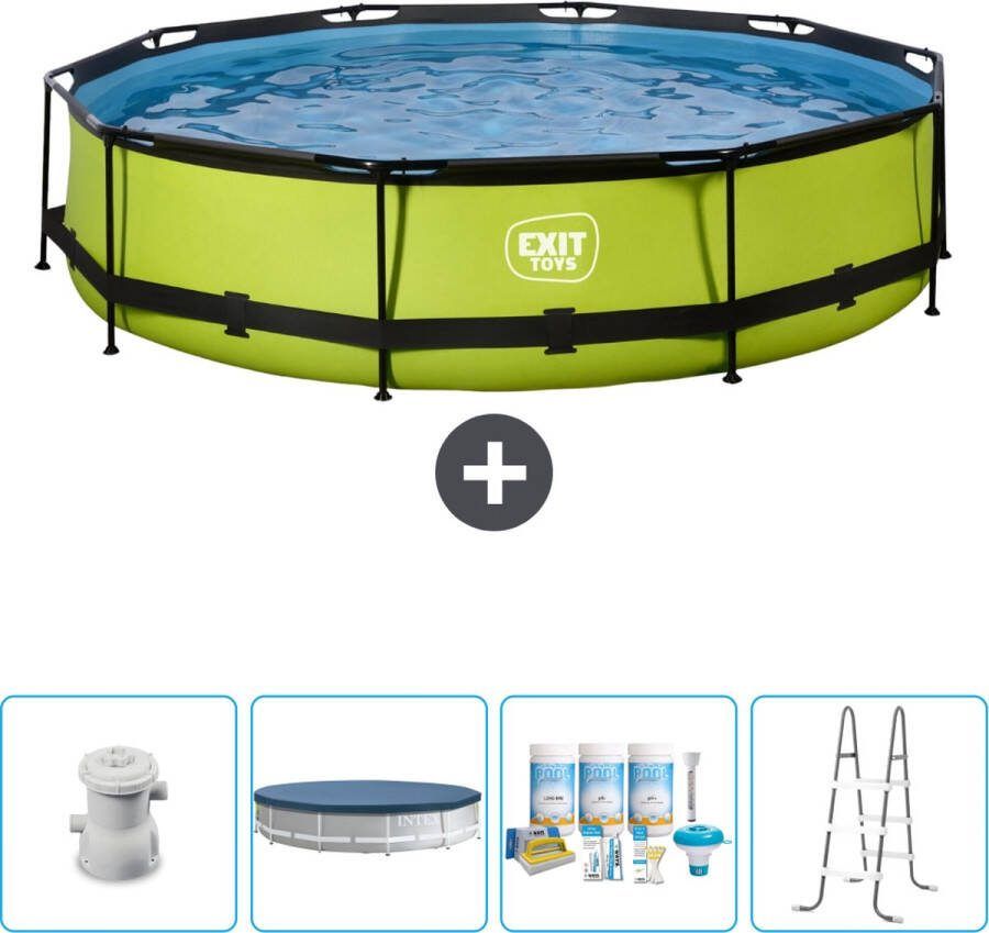 EXIT Rond Lime Frame Zwembad 360 x 76 cm Inclusief Pomp Afdekzeil Onderhoudspakket Ladder Nu extra voordelig
