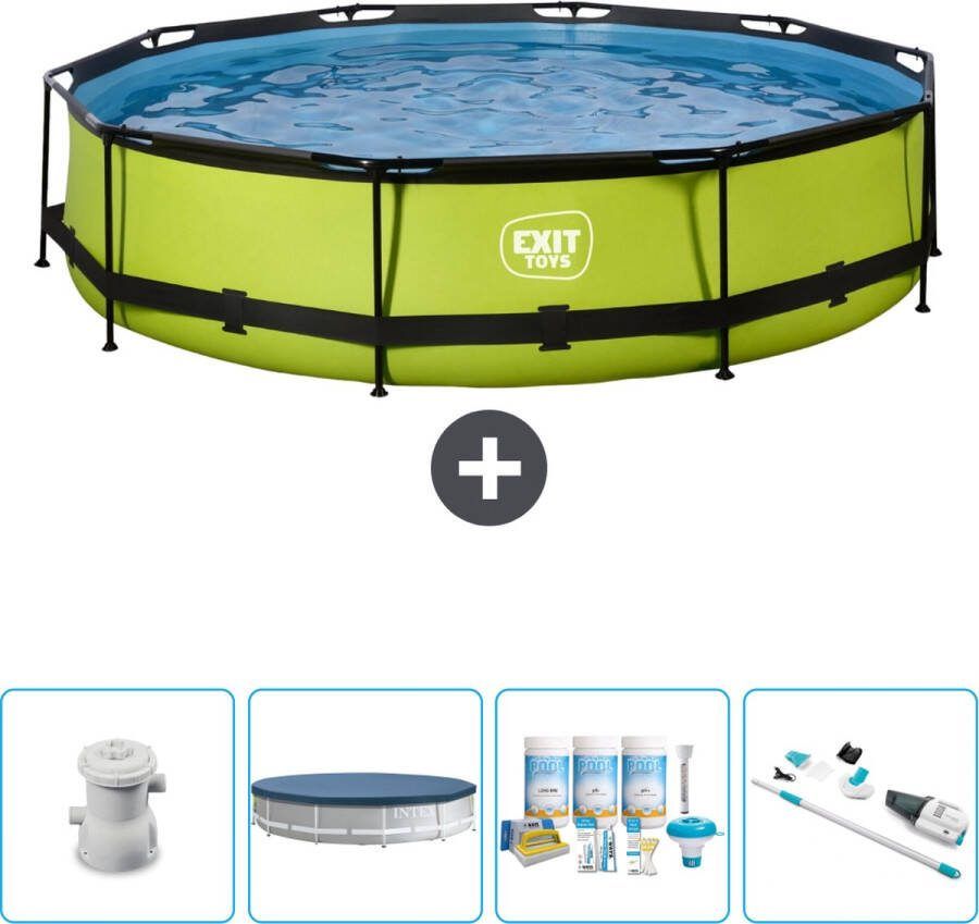EXIT Rond Lime Frame Zwembad 360 x 76 cm Inclusief Pomp Afdekzeil Onderhoudspakket Stofzuiger Nu extra voordelig