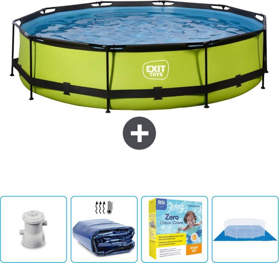 EXIT Rond Lime Frame Zwembad 360 x 76 cm Inclusief Pomp Solarzeil Onderhoudspakket Grondzeil Nu extra voordelig