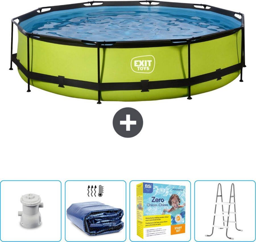 EXIT Rond Lime Frame Zwembad 360 x 76 cm Inclusief Pomp Solarzeil Onderhoudspakket Ladder Nu extra voordelig