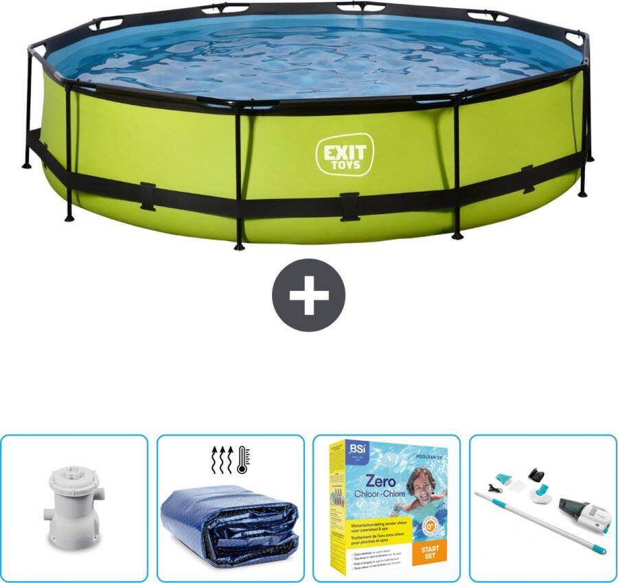 EXIT Rond Lime Frame Zwembad 360 x 76 cm Inclusief Pomp Solarzeil Onderhoudspakket Stofzuiger Nu extra voordelig