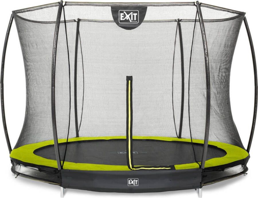 EXIT Toys EXIT Silhouette verlaagde trampoline met veiligheidsnet rond 244 cm limegroen