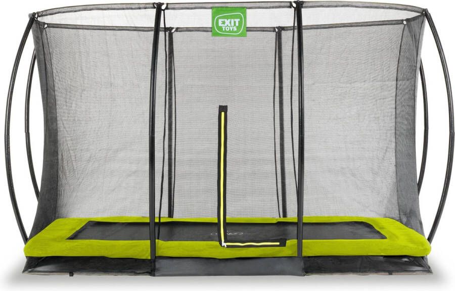 EXIT Toys EXIT Silhouette verlaagde trampoline met veiligheidsnet rechthoekig 244 x 366 cm limegroen